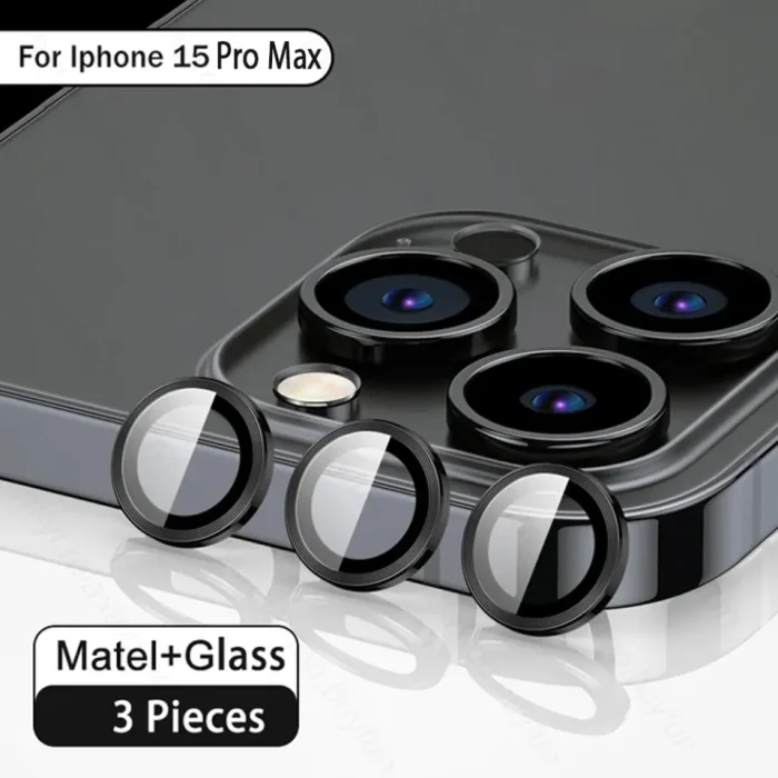 Ring Camera Protector For iPhone 15 Pro Max | 3D Curved Tempered Glass Metal Rear Lens Film Protect Cap